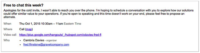 calendar invite cold email