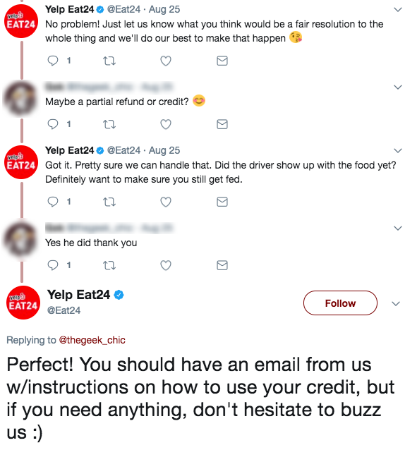 example of customer service on social media